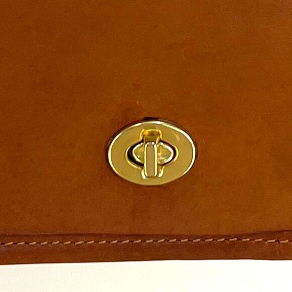 Coach Convertible Clutch 9635 British Tan Leather Shoulder Bag Handbag Purse - Picture 6 of 12